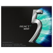 5 Gum, Sugarfree, React 2 Mint - 15 Sticks