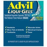Advil Liqui-Gels Pain Reliever And Fever Reducer - 50 x 2 Capsule Packets