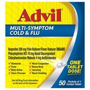 Advil Multi-Symptom Cold & Flu Coated Tablet 200 Mg Ibuprofen - 50 x 1 Coated Tablet Packets