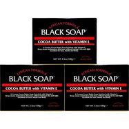 African Formula Cocoa Butter Vitamin E Black Soap - 3.5 Ounces