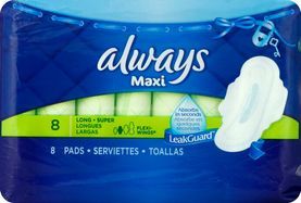 Always Maxi Pads with Flexi-Wings, Long, Super - 8 Pads