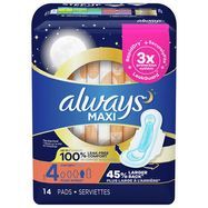Always Pads, Maxi, Flexi-Wings, Overnight - 14 Pads