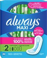Always Pads, Maxi, Without Wings, Super, Long - 42 Pads