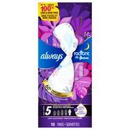 Always Radiant with Flex Foam Pads, Extra Heavy Overnight, Light, Clean Scent, Size 5 - 18 Pads
