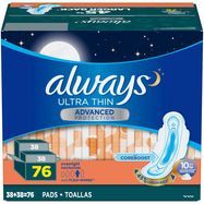 Always Ultra Thin Advanced Protection Overnight Pads With Flexi-Wings - 88 Count