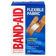 Band Aid Bandages, Adhesive, Flexible Fabric, Assorted Sizes - 30 Bandages
