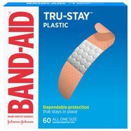 Band Aid Bandages, Adhesive, Plastic Strips, All One Size - 60 Bandages