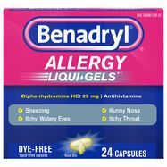 Benadryl Allergy, 25 mg, Liqui-Gels - 24 Capsules