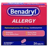 Benadryl Allergy, 25 mg, Ultratabs - 24 Tablets