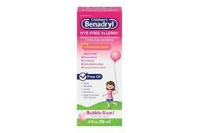 Benadryl Children's Allergy, Dye-Free, Flavored Liquid, Bubble Gum! - 4 Fluid Ounces