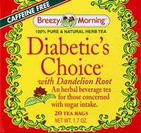 Breezy Morning Herbal Tea, Diabetic's Choice, with Dandelion Root, Tea Bags - 20 Bags
