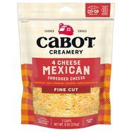 Cabot Creamery Cheese, Shredded, 4 Cheese Mexican, Fine Cut - 8 Ounces