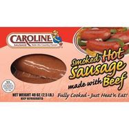 Caroline Smoked Hot Beef Sausage - 40 Ounces