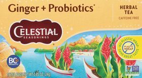 Celestial Seasonings Herbal Tea, Caffeine Free, Ginger + Probiotics, Tea Bags - 16 Tea Bags