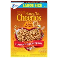Cheerios Cereal, Sweetened Whole Grain Oat, Honey Nut, Large Size - 15.4 Ounces