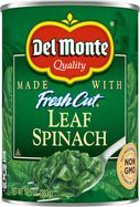 Del Monte Spinach, Leaf - 13.5 Ounces