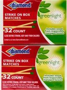 Diamond Greenlight Matches, Strike on Box - 10 x 32 Count Boxes