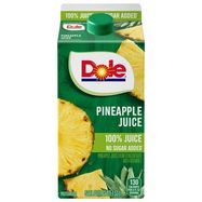 Dole 100% Juice, No Sugar Added, Pineapple - 52 Fluid Ounces