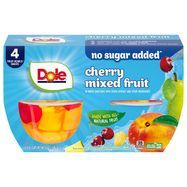 Dole Mixed Fruit, Cherry, No Sugar Added - 4 x 4 Ounce Cups