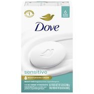 Dove Beauty Bars, Unscented/Hypo-Allergenic, Fragrance Free - 6 x 3.75 Ounces