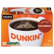 Dunkin Donuts Keurig Hot Coffee, Medium Roast, 100% Colombian, K-Cup Pods - 10 x 0.37 Ounces