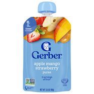 Gerber Baby Food, Apple, Mango, Strawberry, Toddler (12+ Months) - 3.5 Ounces