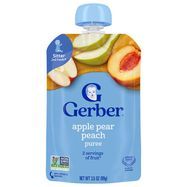 Gerber Baby Food, Apple Pear Peach - 3.5 Ounces