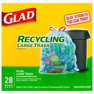 Glad Trash Bags, Recycling, Large, Blue Drawstring, 30 Gal - 28 Bags