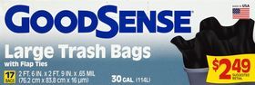 GoodSense Trash Bags, with Flap Ties, Large, 30 Gallon - 17 Bags