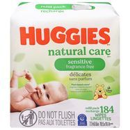 Huggies Natural Care Wipes, Fragrance Free - 184 Wipes