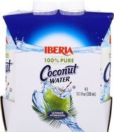 Iberia Coconut Water, 100% Pure - 4 x 11.1 Fluid Ounces