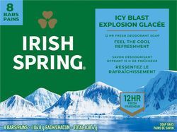 Irish Spring Deodorant Soap, Icy Blast, Bath Size - 8 x 104 Bars