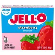 Jell-O Gelatin Dessert, Zero Sugar, Low Calorie, Strawberry - 0.3 Ounces