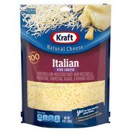 Kraft Natural Cheese, Finely Shredded, Italian, Five Cheese - 8 Ounces