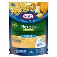 Kraft Natural Cheese, Finely Shredded, Mexican Style, Four Cheese, 2% Milk - 7 Ounces