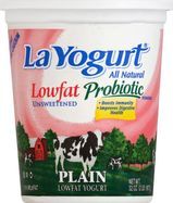 La Yogurt Probiotic Yogurt, Lowfat, Unsweetened, Plain - 32 Ounces