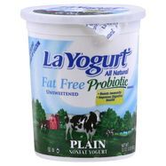 La Yogurt Yogurt, Fat Free, Plain, Unsweetened - 32 Ounces