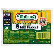 Nathans Famous Franks, Beef, Skinless - 8 Franks