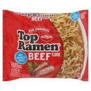 Nissin Top Ramen Soup, Ramen Noodle, Beef Flavor - 3 Ounces