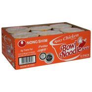 Nong Shim Bowl Noodle Soup, Spicy Chicken Flavor - 12 Each