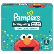 Pampers Baby Dry Diapers, Size 5 (27+ lb), Sesame Street - 24 Diapers