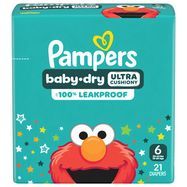 Pampers Baby Dry Diapers, Size 6 (35+ lb), Sesame Street - 21 Diapers