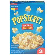 Pop Secret Popcorn, Premium, Extra Butter - 3 x 3.2 Ounces
