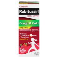 Robitussin Children's Cough & Cold, Long-Acting, Fruit Punch Flavor - 4 Fluid Ounces