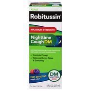Robitussin DM Nighttime Max Nighttime Cough DM, Maximum Strength, Adult - 8 Fluid Ounces