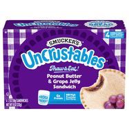 Smuckers Uncrustables Sandwich, Peanut Butter & Grape Jelly - 4 x 2 Ounces