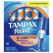 Tampax Pocket Pearl Tampons, Compact, Super Plus Absorbency, Unscented - 16 Tampons