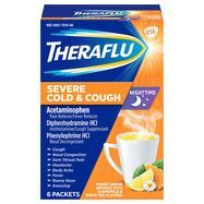 Theraflu Severe Cold & Cough, Nighttime, Honey Lemon, Packets - 6 Packets