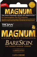 Trojan Magnum Condoms, Lubricated, Bareskin, Large Size - 3 Condoms