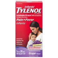 Tylenol Infants' Pain + Fever, Infants, Oral Suspension, Grape Flavor - 1 Fluid Ounce